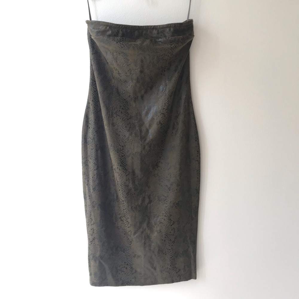 AKIRA strapless snake skin embossed dress